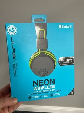JLAB wireless neon gray over the ear headphones Bluetooth